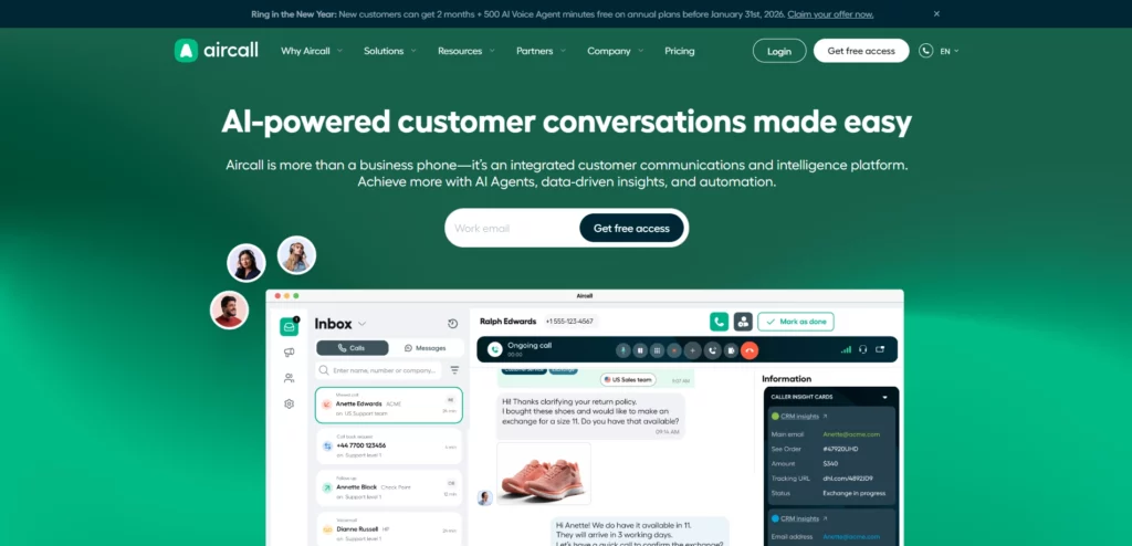 AirCall Homepage 2